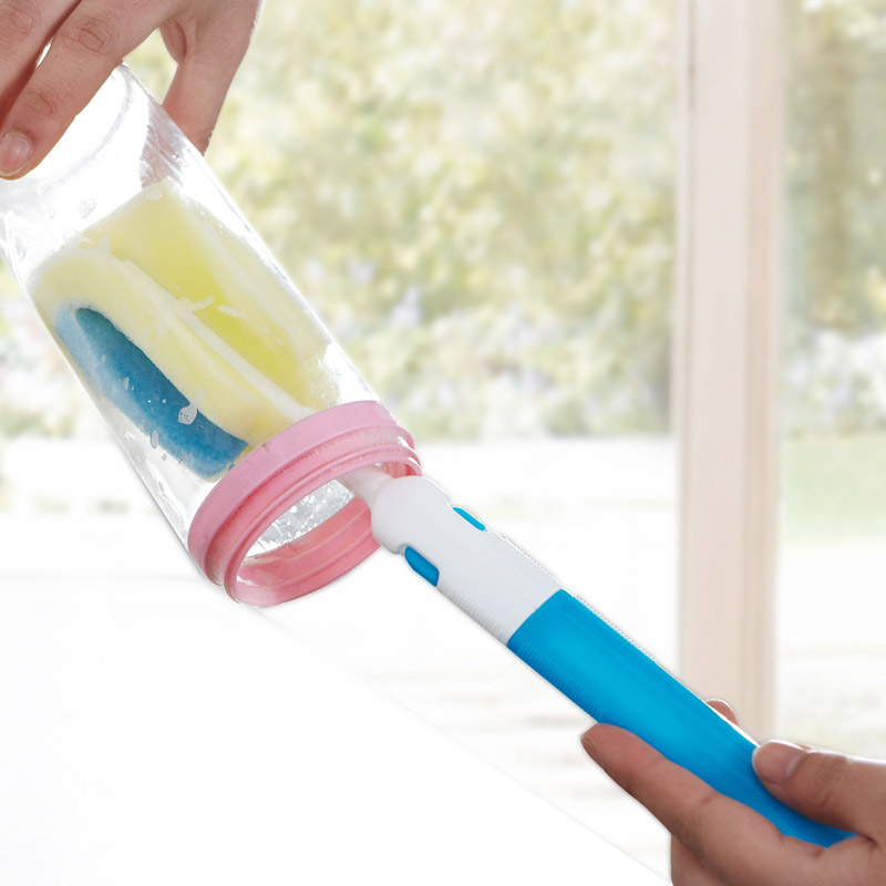 家庭加长手柄海绵去污杯刷 个人清洁360度奶瓶清洗